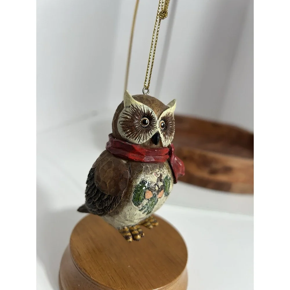Vintage Estate Find Old World Owl Resin‎ Ornament  Christmas Farmhouse Decor